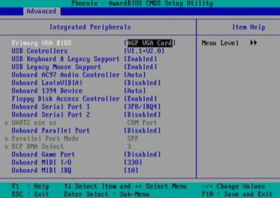 Integrated Peripherals Integrated Peripherals