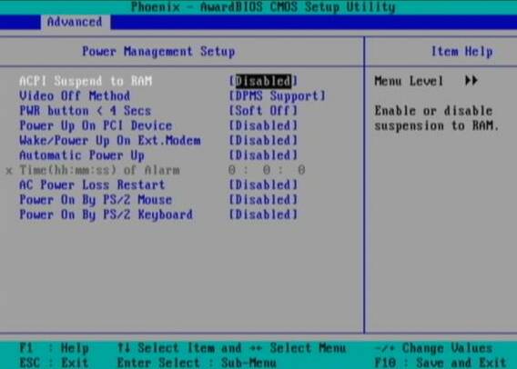 Power Management Setup Power Management Setup
